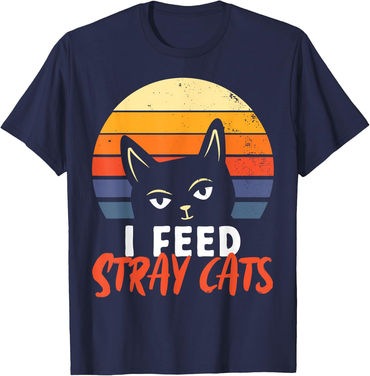 I Feed Stray Cat Litter T-Shirt - Navy Blue