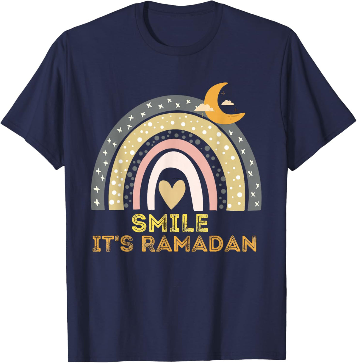 Kids It's Ramadan Bro Smile Muslim's Fasting Month Rainbow T-Shirt - Navy Blue