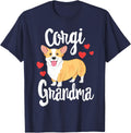 Corgi T Shirt Women Girls Puppy Lover Dog Grandma Gift T-Shirt - Navy Blue