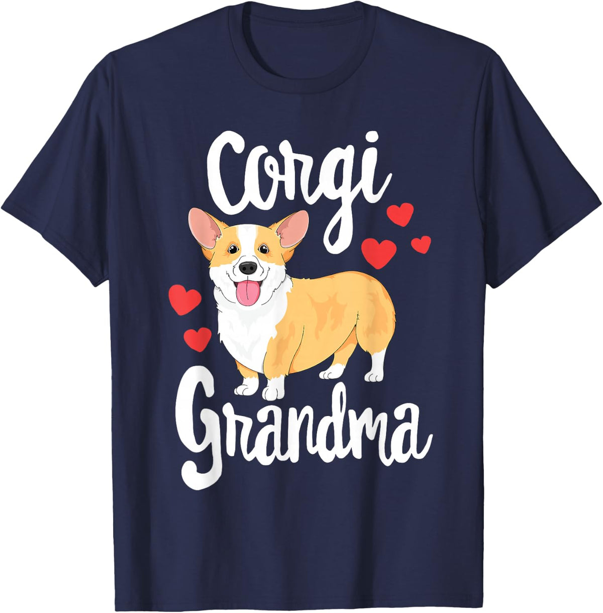 Corgi T Shirt Women Girls Puppy Lover Dog Grandma Gift T-Shirt - Navy Blue