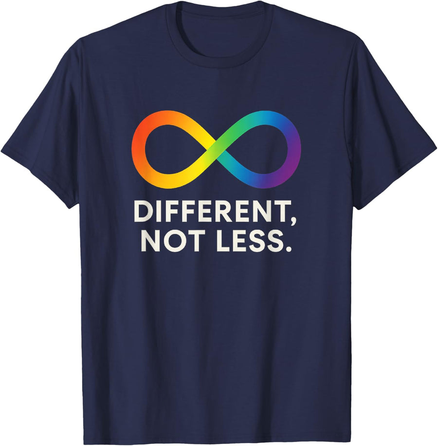 Different, Not Less – Neurodiversity Inclusion T-Shirt - Navy Blue