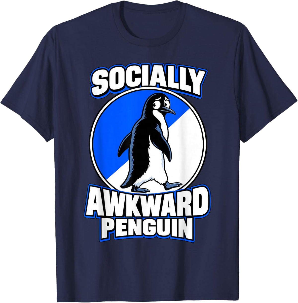 Socially Awkward Penguin Funny Meme Novelty T-Shirt - Navy Blue