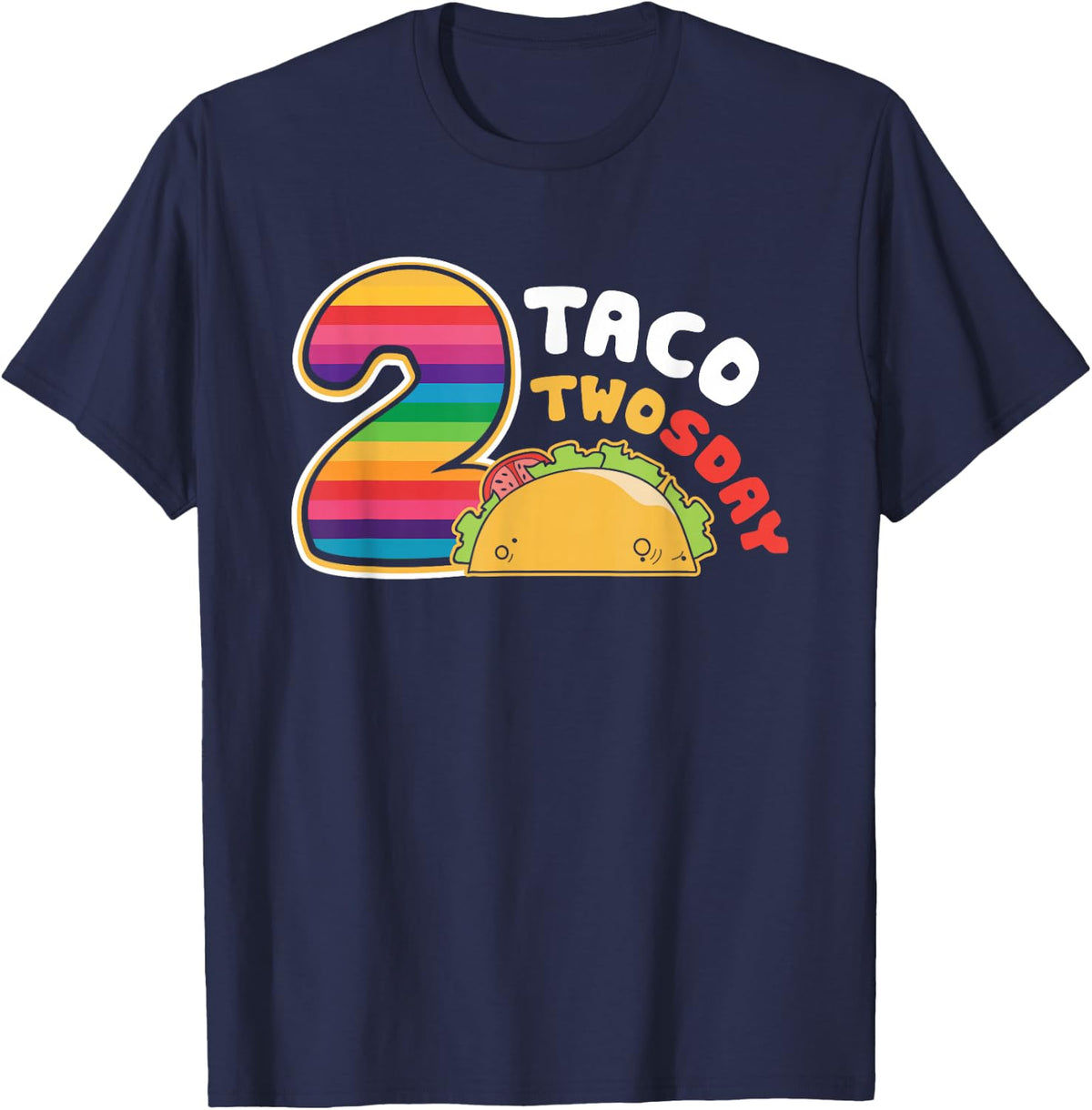 Taco Twosday 2nd Birthday Gift for Kids Boy Girl T-Shirt - Navy Blue
