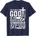 Christian Bible Verse God Plan to Prosper You Jeremiah 29 11 T-Shirt - Navy Blue