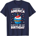 4th of July Birthday Party Boy Girl Fourth of July Bday USA T-Shirt - Navy Blue