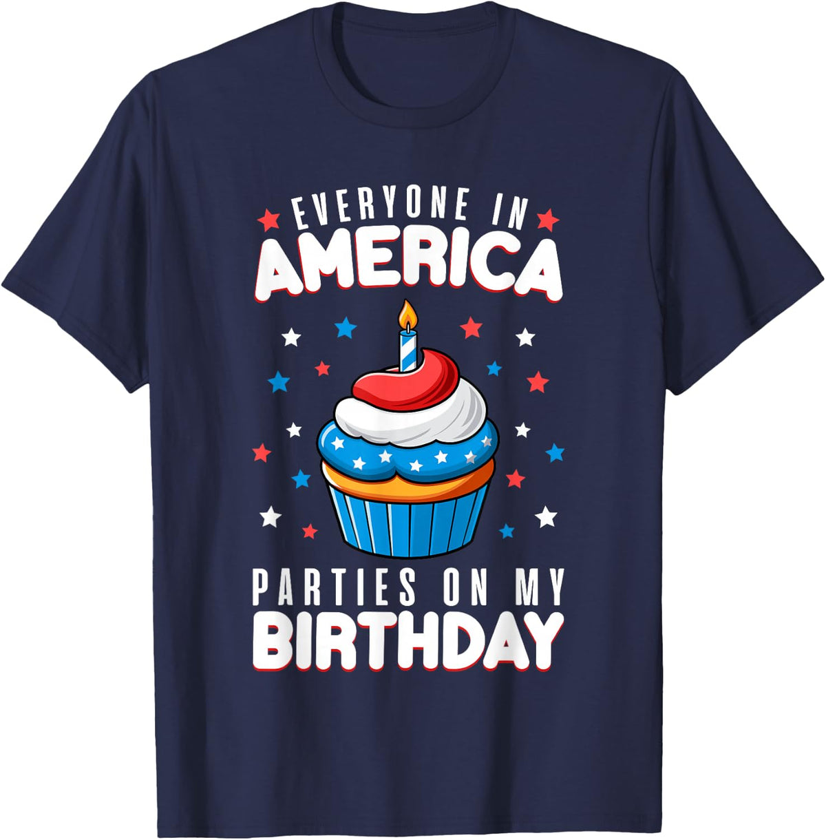 4th of July Birthday Party Boy Girl Fourth of July Bday USA T-Shirt - Navy Blue