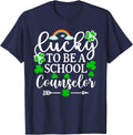 Lucky To Be A School Counselor Shirt Funny St Patrick's Day T-Shirt - Navy Blue