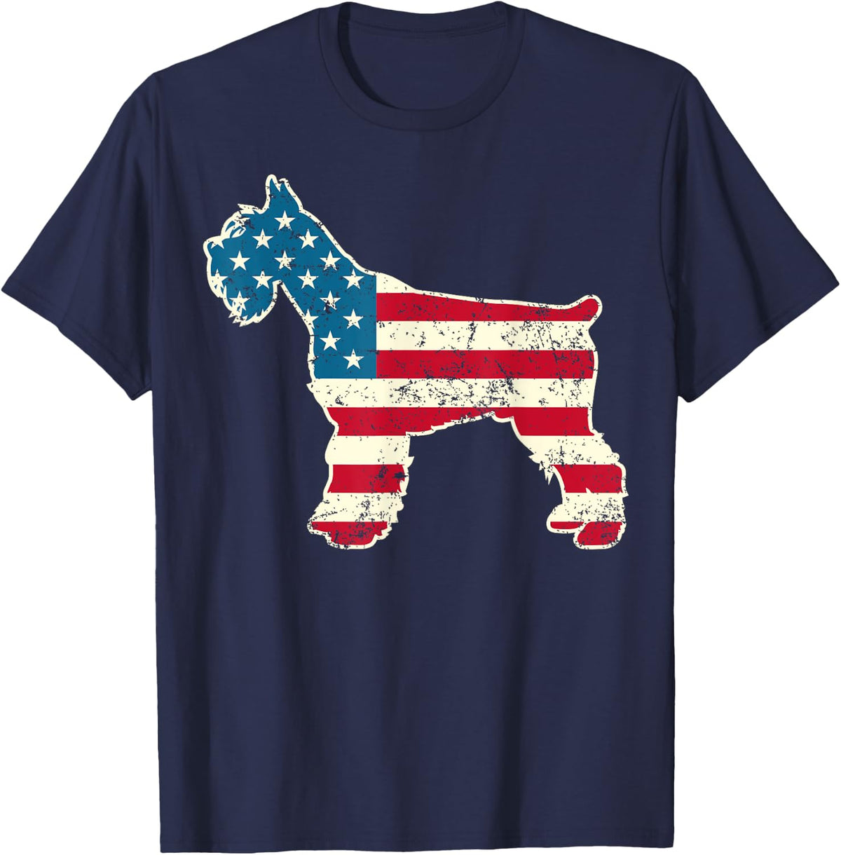 Schnauzer 4th of July Dog Lover Gifts Men USA American Flag T-Shirt - Navy Blue