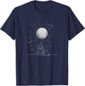 Full Moon Cat Stargazing Cool Lunar Sphere Stargazer Gift T-Shirt - Navy Blue