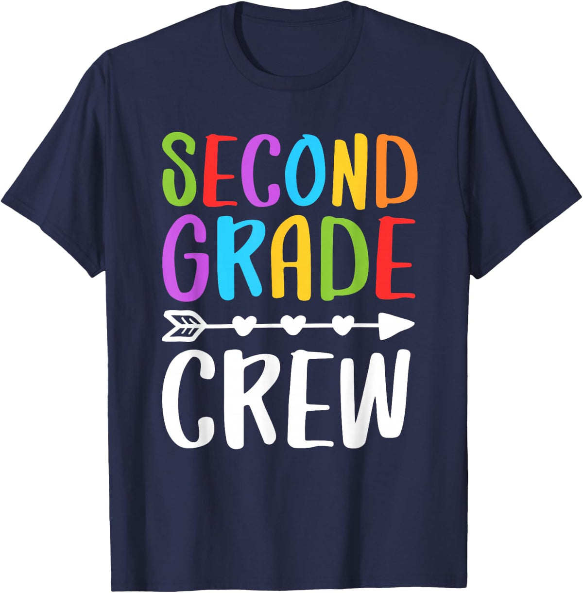 Second Grade Crew T-Shirt for Kids Boys Girls Students and Teachers Tees 2nd Grade Shirt - Navy Blue