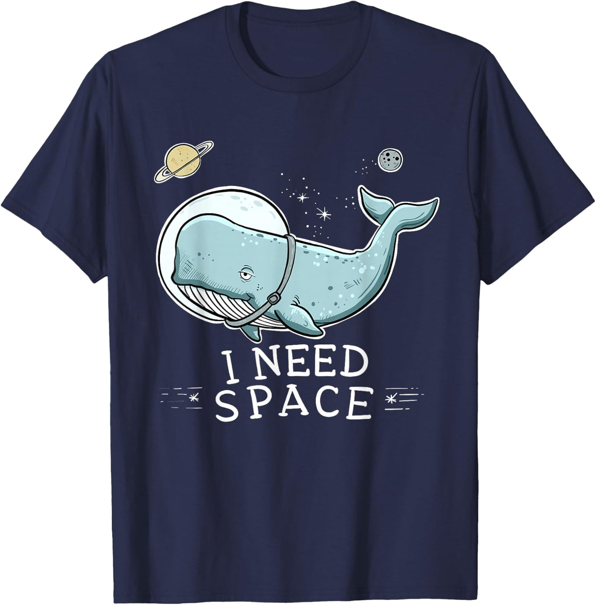 I Need Space Whale Astronaut Cartoon Design T-Shirt - Navy Blue
