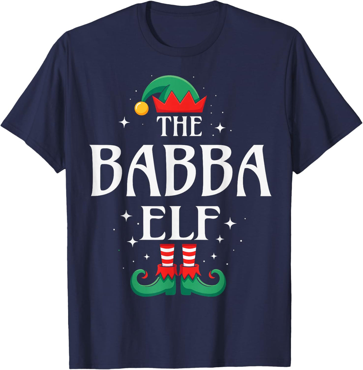 The Babba Elf Funny Christmas Grandpa Matching Family T-Shirt - Navy Blue