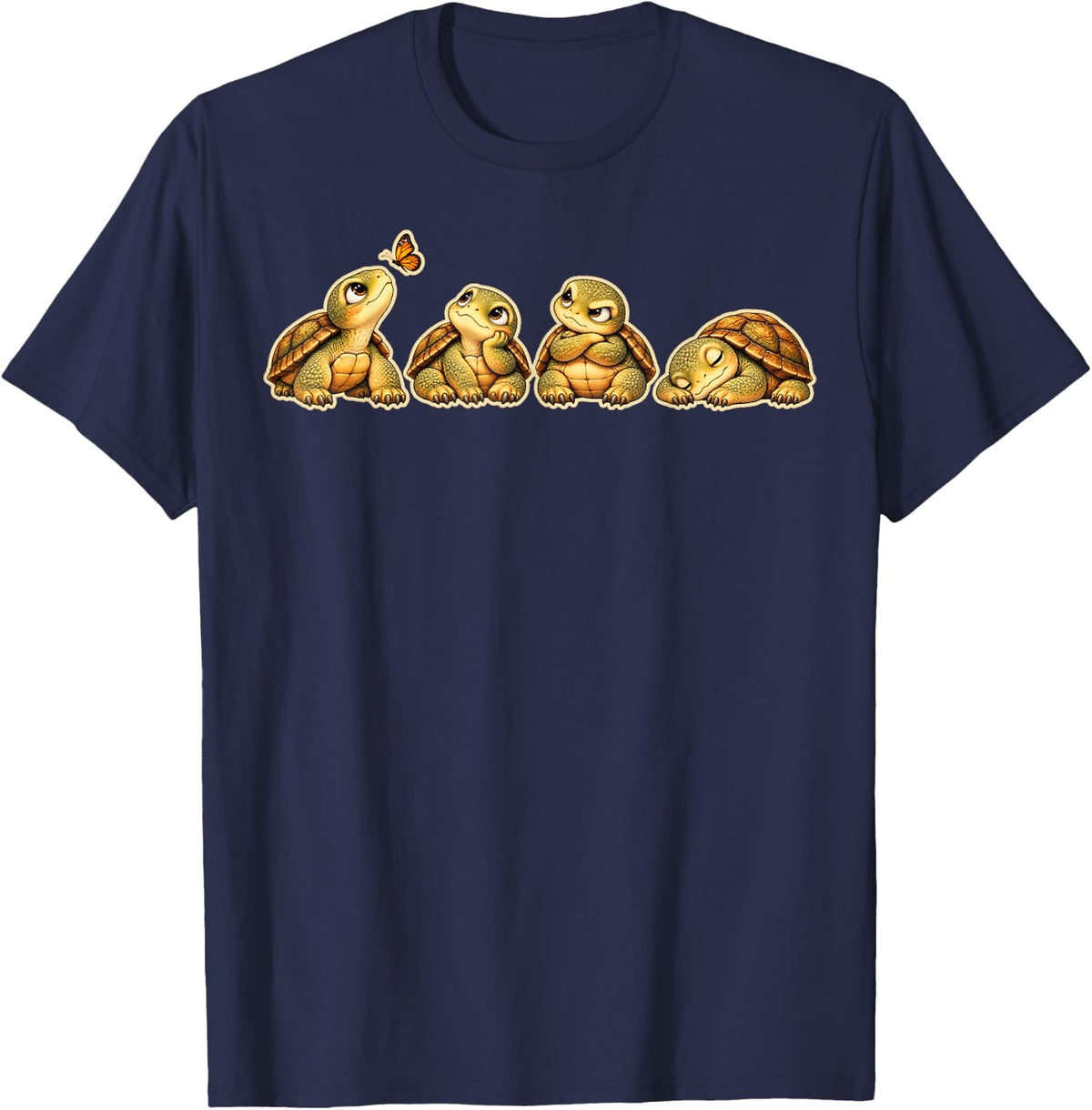Cute Turtle Lover Reptile Personality Humor T-Shirt - Navy Blue