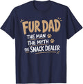 Fur Dad Man Myth Snack Dealer Funny Paw Cat Dog Father's Day T-Shirt - Navy Blue