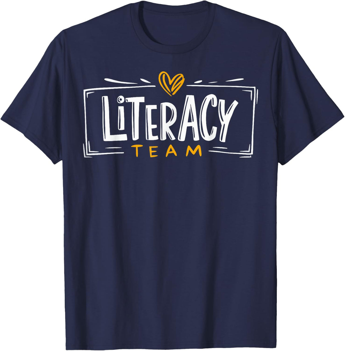Literacy Team Teacher T-Shirt Tee for Reading Educators and Librarians - Navy Blue
