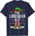 The Librarian Elf Xmas Funny Book Lover Christmas Books T-Shirt - Navy Blue