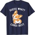 Buncho Gifts Corgi Dog Gift T-Shirt - Unisex Adults - Black - Small - Short Sleeve - Funny Corgi Butt & Puppy Saying - Navy