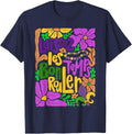 Laissez Les Bon Temps Rouler Mardi Gras Beads Boho Floral T-Shirt - Navy Blue