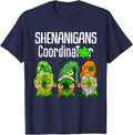 St Patricks Day Shenanigans Coordinator Gnomes Green Gnomies T-Shirt - Navy Blue