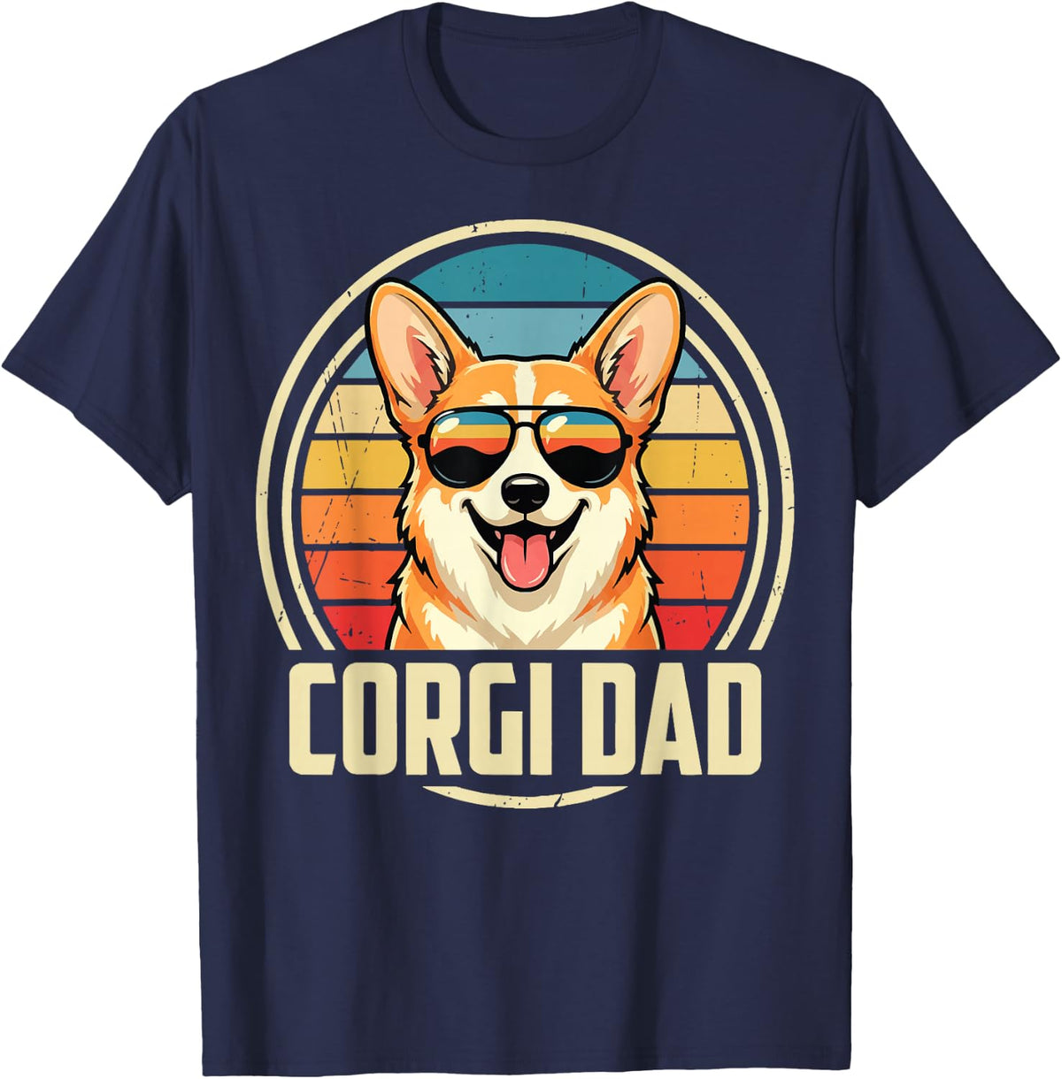 Corgi Dad T-Shirt - Navy Blue