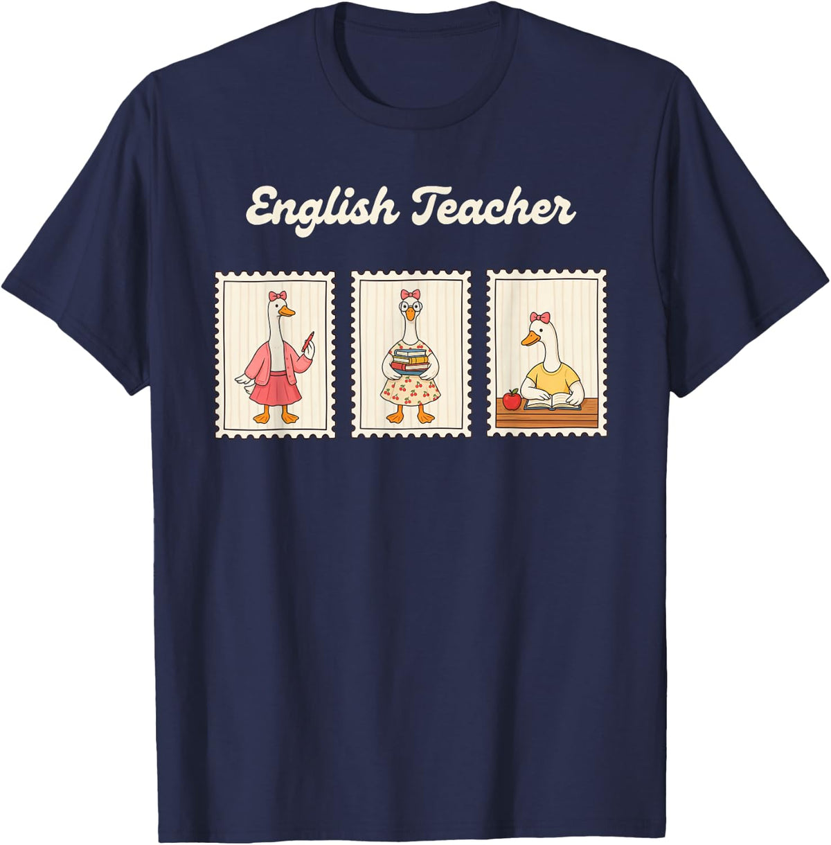 English Teacher Literacy Instructor Reading ESL Educator T-Shirt - Navy Blue