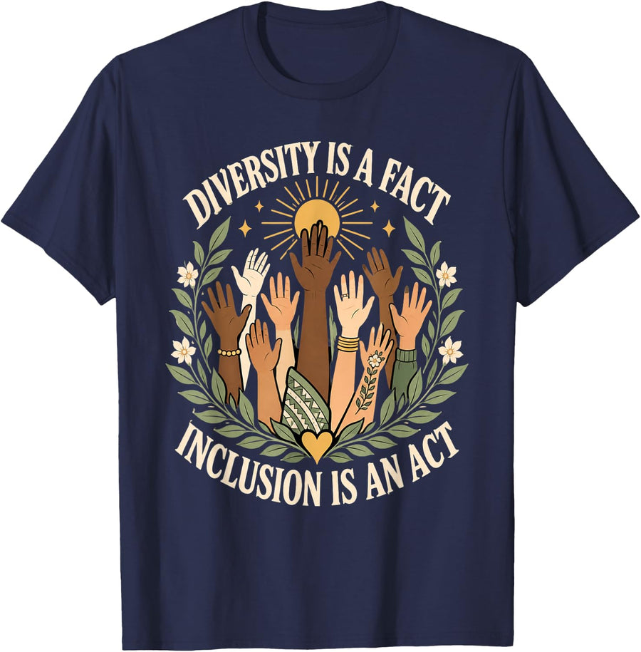 Diversity Inclusion Equality Unity Social Justice T-Shirt - Navy Blue