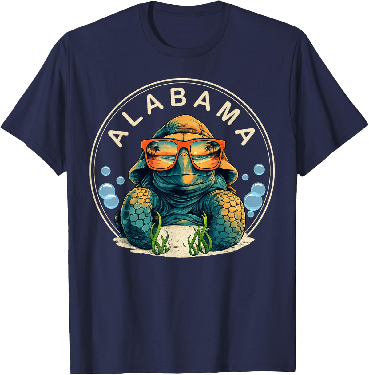 Sea Turtle Lovers Alabama Beach Summer Vacation T-Shirt - Navy Blue