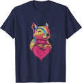 Rainbow Cute Squirrel Hugging valentine Heart Love Squirrel T-Shirt - Navy Blue