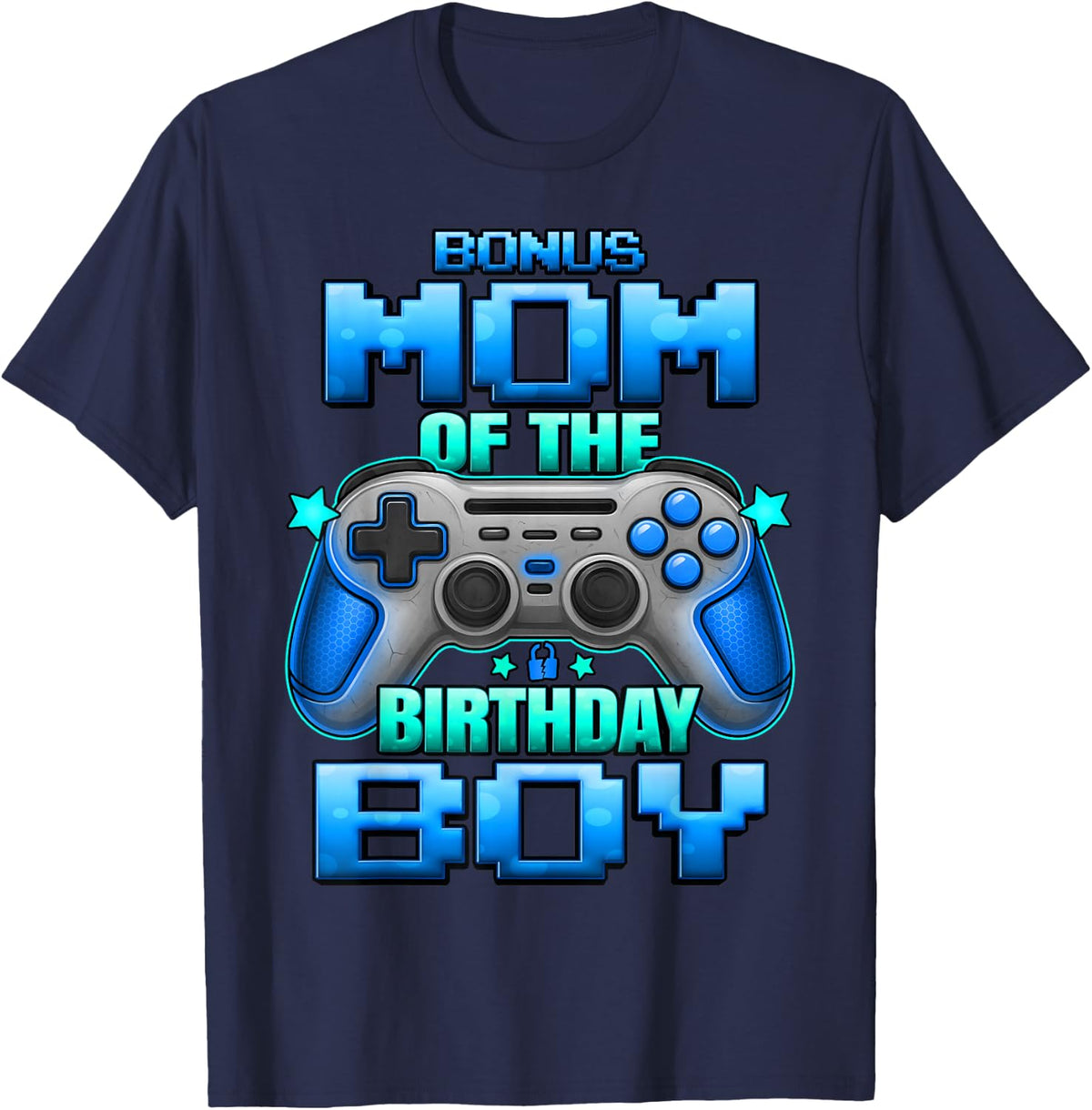 Bonus Mom of The Birthday Boy Matching Family Mother T-Shirt - Navy Blue