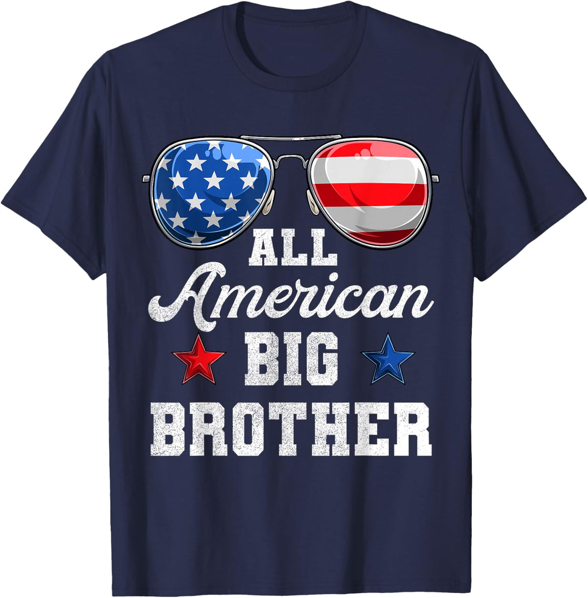 4th of July Family Matching Shirts, All American Big Brother T-Shirt - Navy Blue