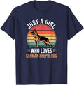 Girls German Shepherd T-Shirt - Navy Blue