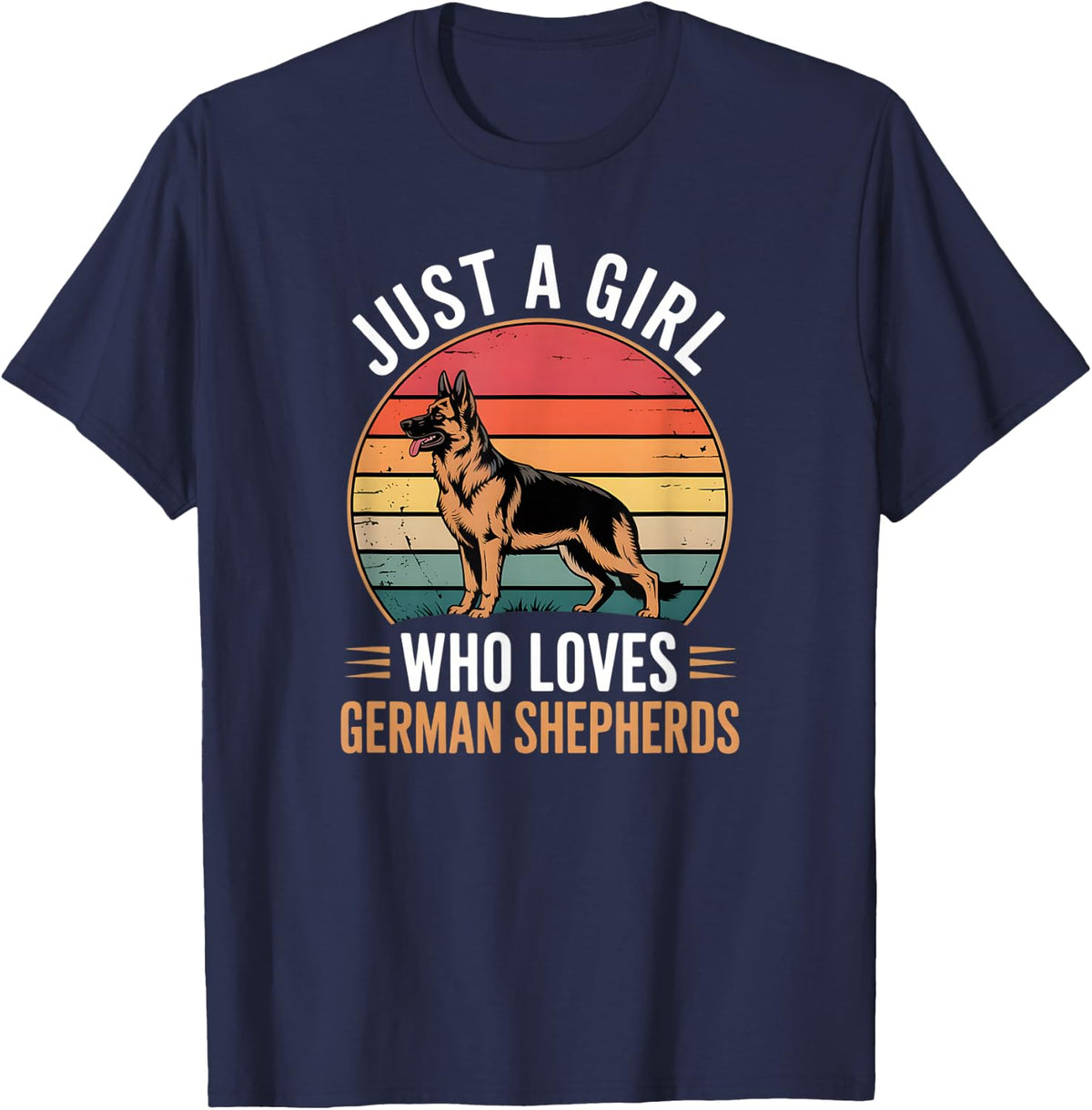 Girls German Shepherd T-Shirt - Navy Blue