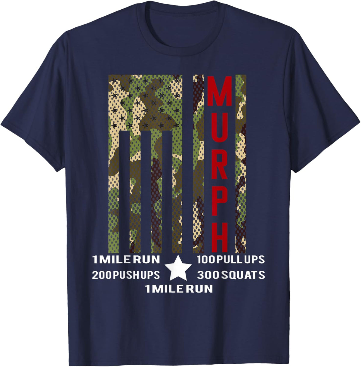 Murph Challenge Shirt Memorial Day Workout WOD Camo Gym Gear T-Shirt - Navy Blue