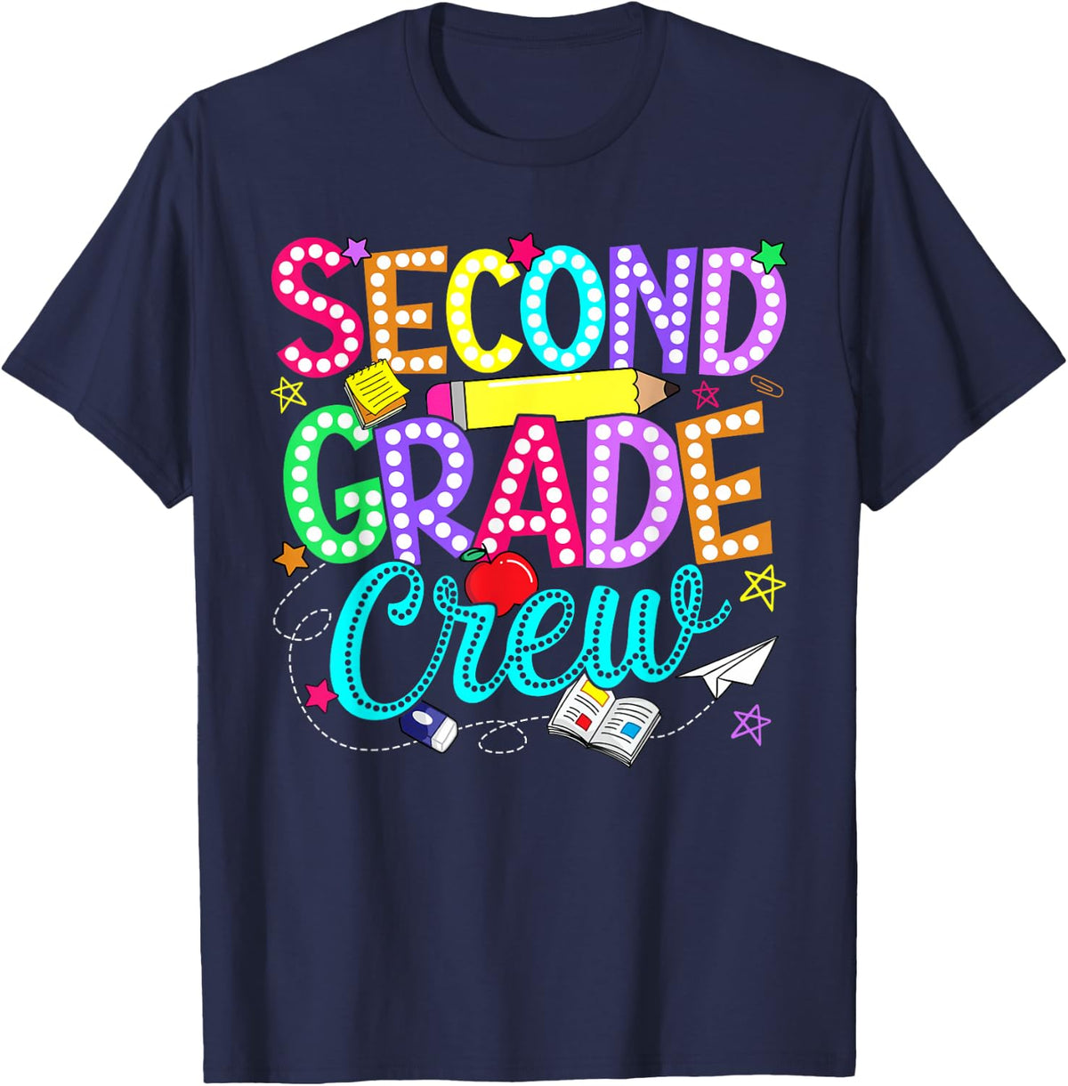 Second 2nd Grade Crew Back To School Teacher Boy Girl Kid T-Shirt - Navy Blue