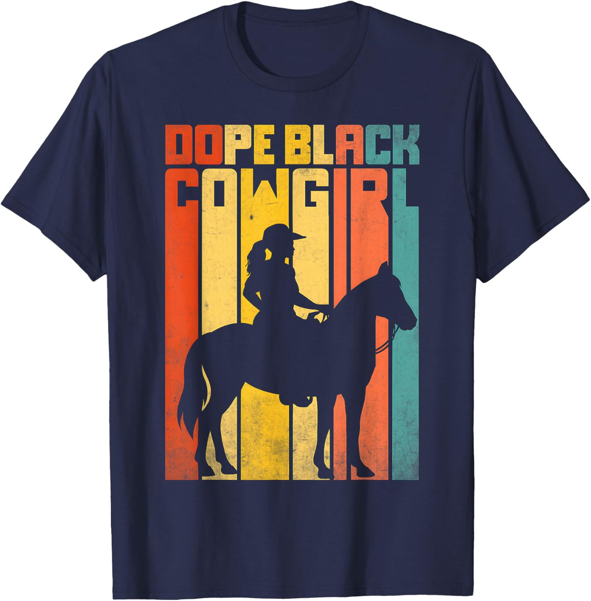 Dope Black Cowgirl Melanin Black African Rodeo Western Women T-Shirt - Navy Blue