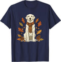 Fall Autumn English Cream Golden Retriever Dog Puppy Graphic Tee T-Shirt - Navy Blue