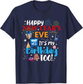 Confetti Happy New Year's Eve and Yes It's My Birthday Too T-Shirt - Navy Blue