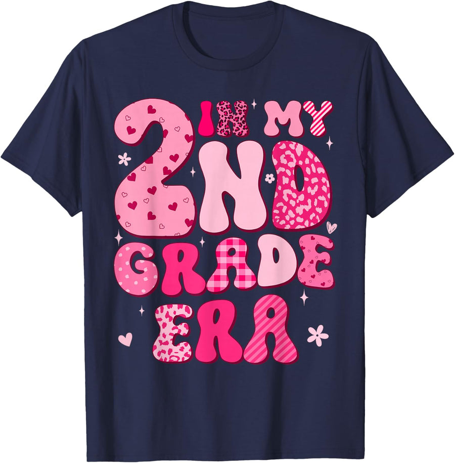 In My Second Grade Era 2nd Grade Girl Teacher T-Shirt Tees Back To School - Navy Blue