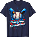Baseball Drip Grandma Day Birthday Group Matching Family T-Shirt - Navy Blue