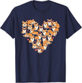 Cute Womens Love Kawaii Valentines Day Heart Corgi Dog Lover Tee T-Shirt - Navy Blue