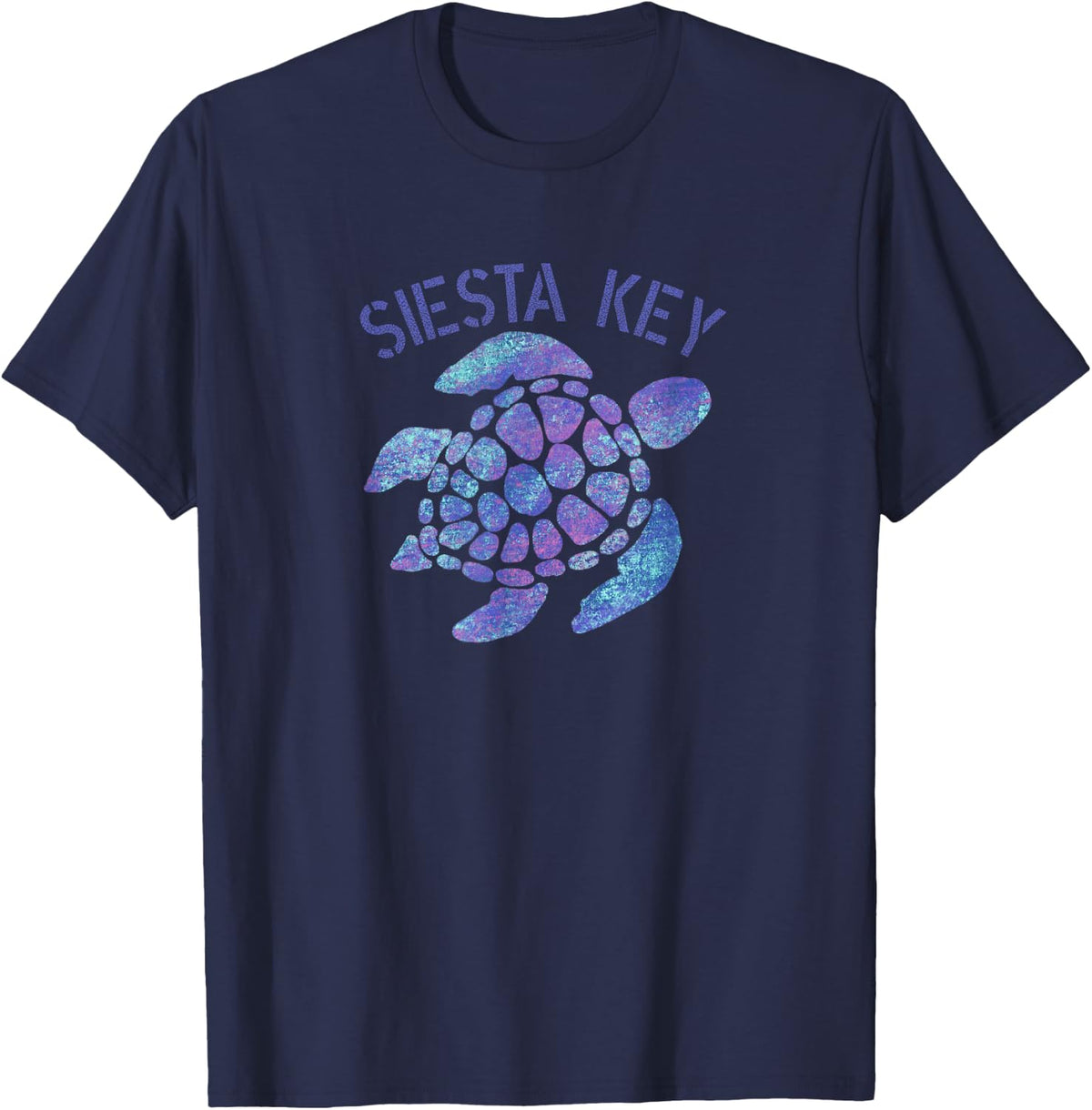 Siesta Key Florida Beach Design Souvenir Illustration T-Shirt - Navy Blue