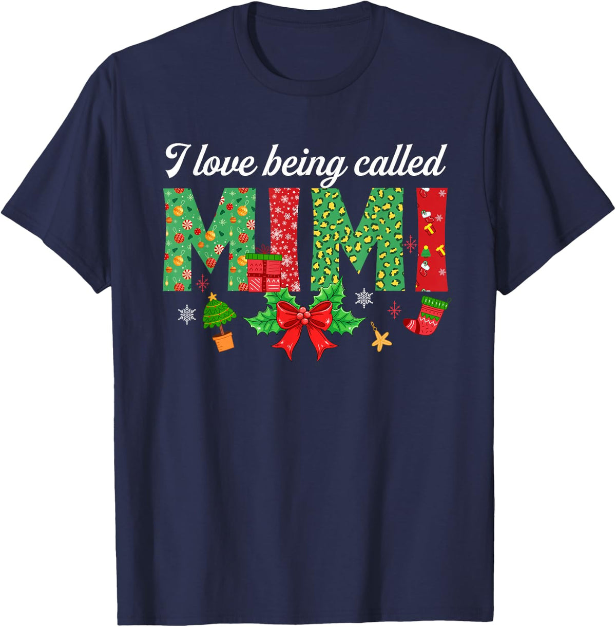 I Love Being Called Mimi Christmas Family Matching T-Shirt - Navy Blue