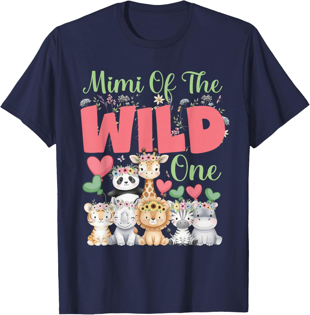 Mimi of The Wild One Birthday Safari Jungle Animal T-Shirt - Navy Blue