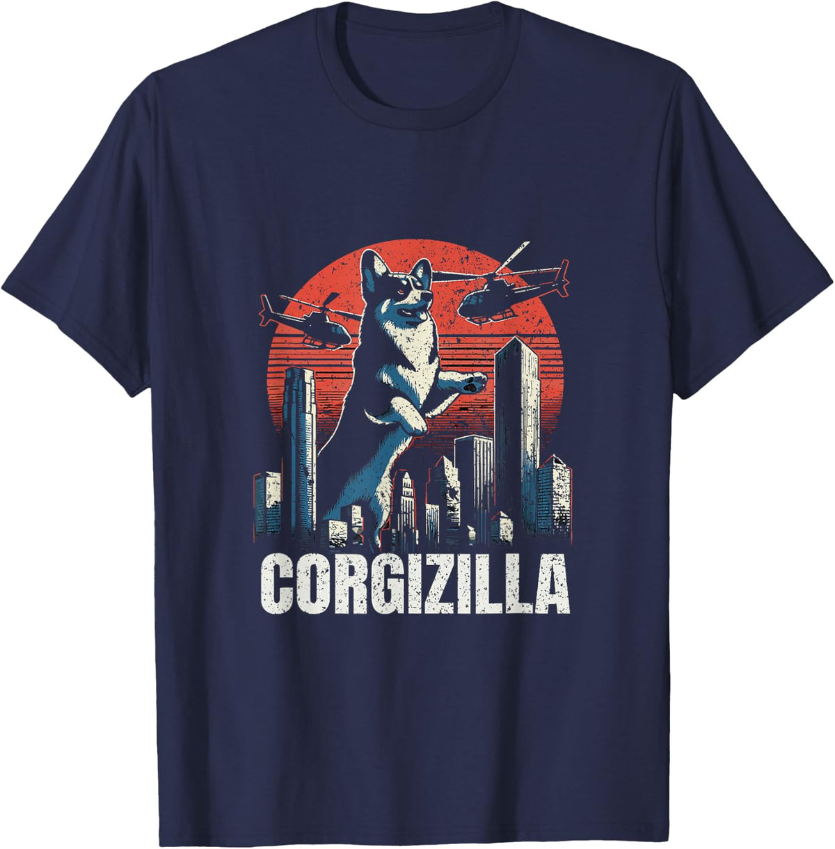 Corgi Owner Corgizilla T-Shirt - Navy Blue