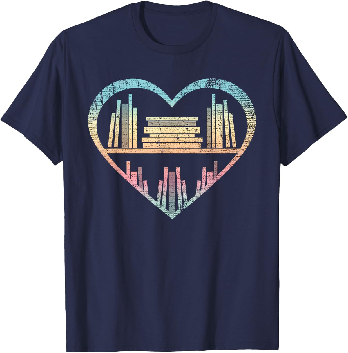 Book Nerd Reader Heart Librarian Gift Love Reading T-Shirt - Navy Blue