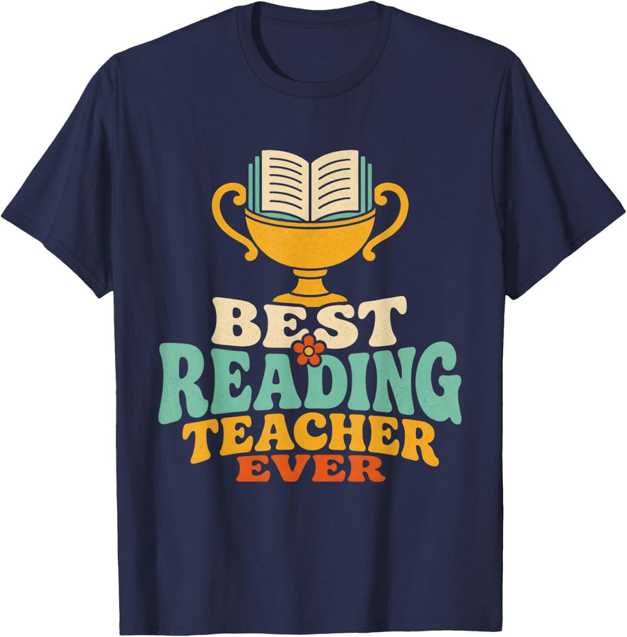Best Reading Teacher Ever Reading Teacher Literacy Coach T-Shirt - Navy Blue