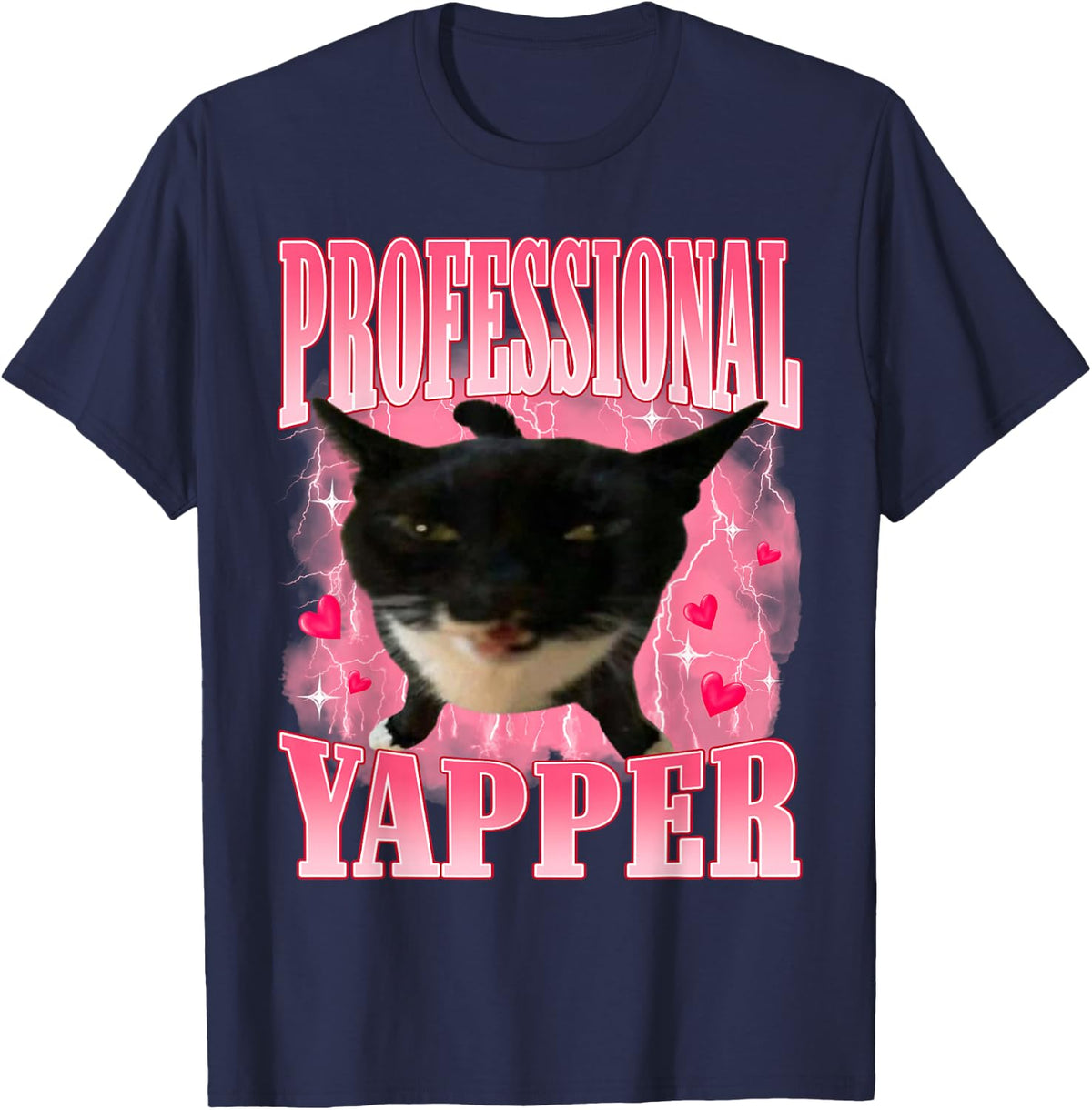 Professional Yapper Cat Funny Oddly Specific Dank Meme T-Shirt - Navy Blue