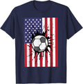 4th Of July Soccer US Flag Football Patriotic Boys Kids Men T-Shirt - Navy Blue