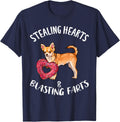 Stealing Heart Blasting Farts Brown Chihuahua Valentines Day T-Shirt - Navy Blue