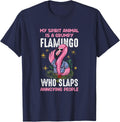 My Spirit Animal Is A Grumpy Flamingo Who Slaps Annoying Tee T-Shirt - Navy Blue